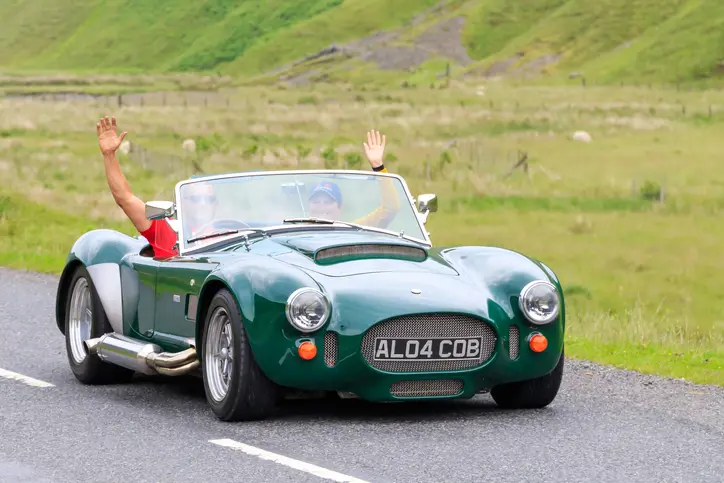 Driving classic on road