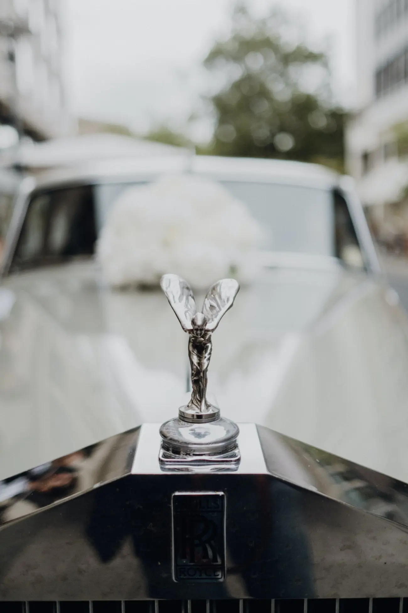 a close up of the angel on a rolls royce
