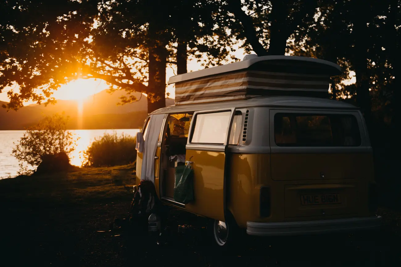 Campervan at sunset