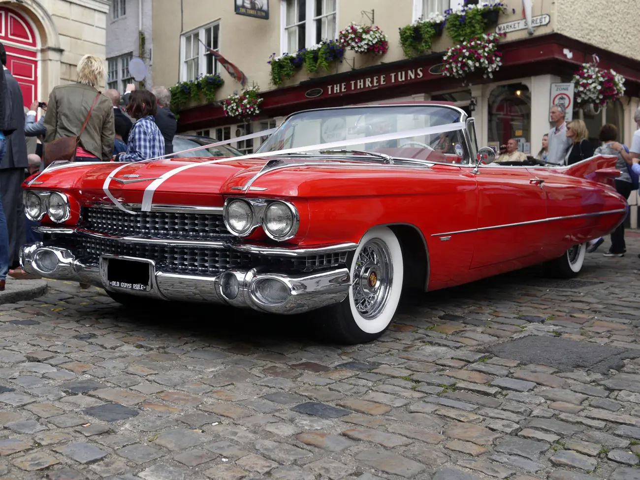 A Cadillac Eldorado decorated for a wedding