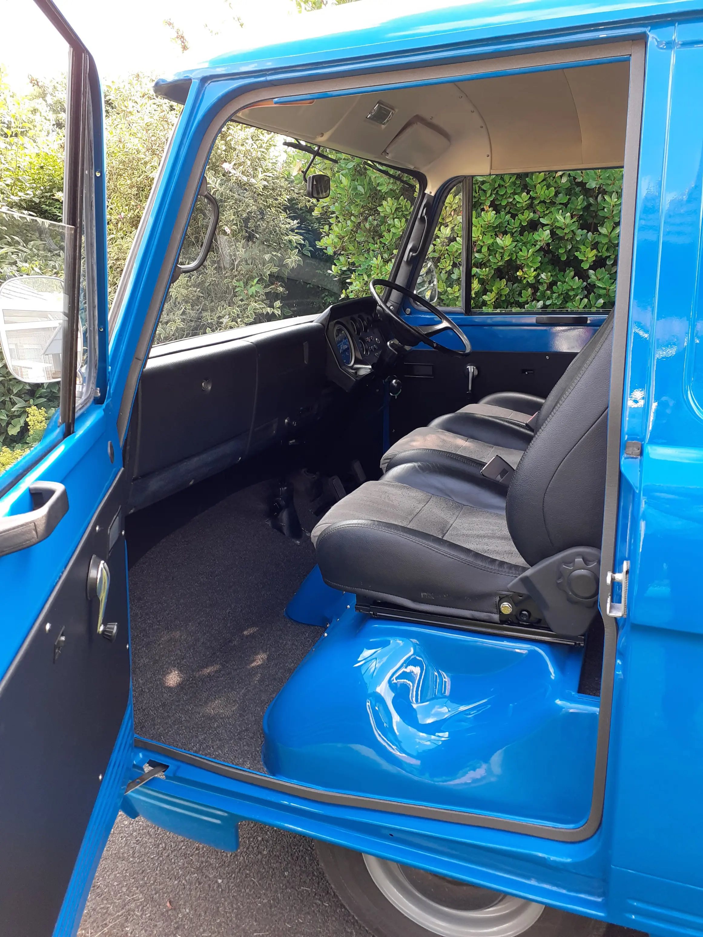 Inside blue van