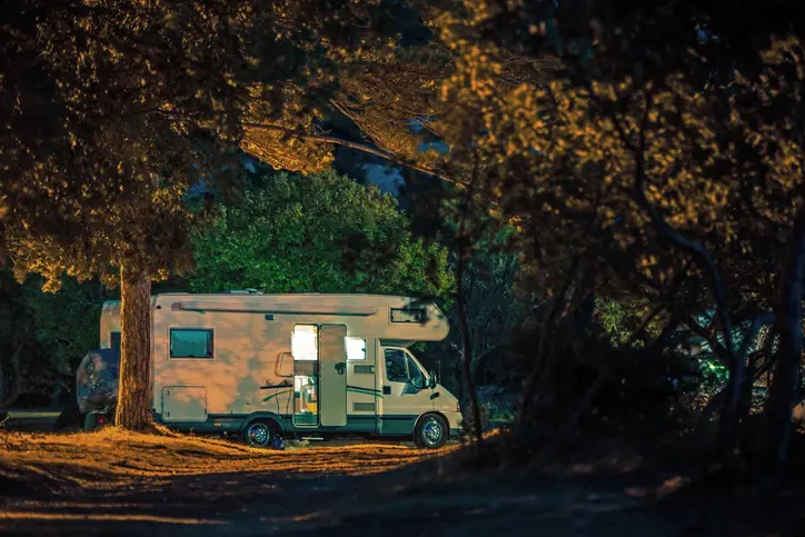 Campervan in the woods