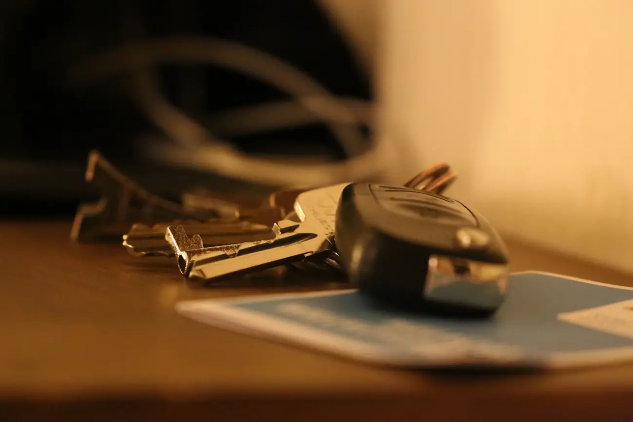 A set of campervan keys left on a table