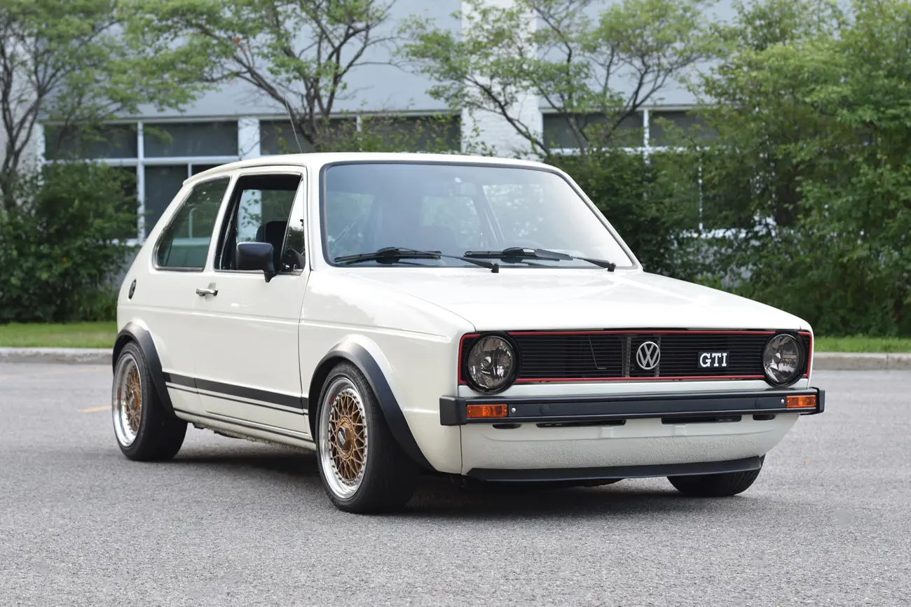 A white MK 1 Golf GTI