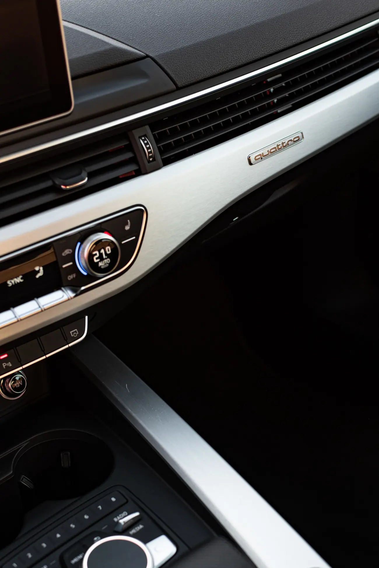 A close up of the dashboard of an audi quattro