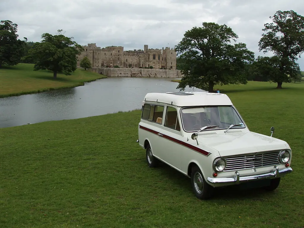 White car and castle