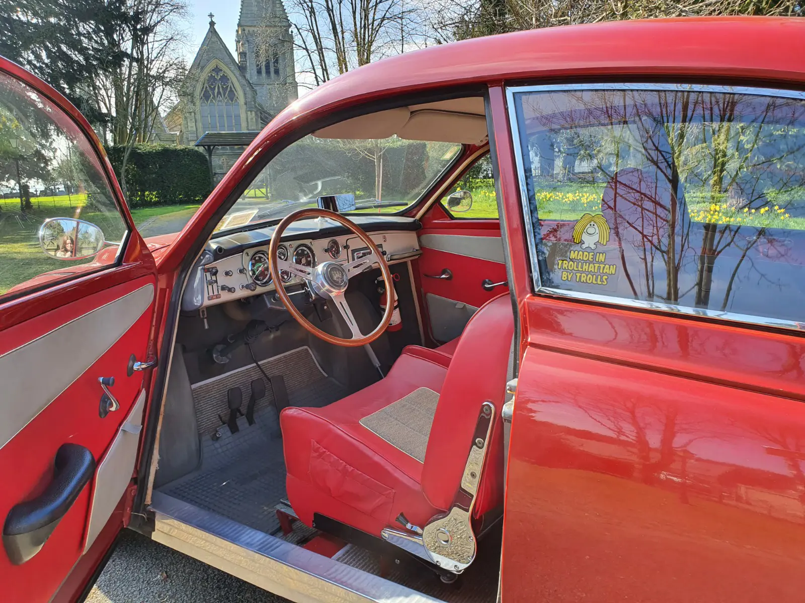Red car interior