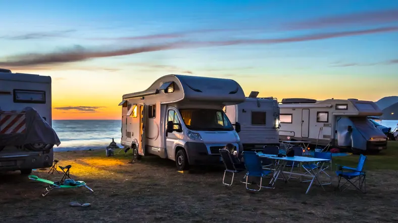 Campervans on the beach