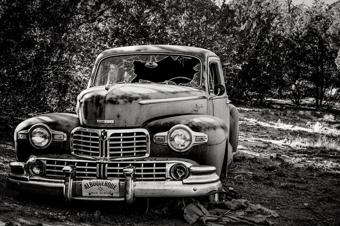 Broken classic car