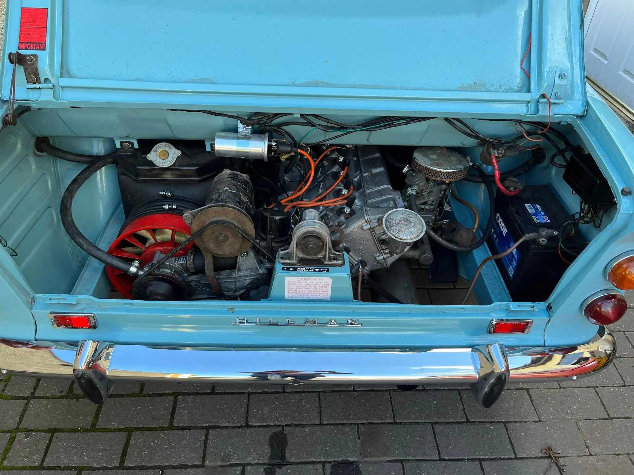 Blue car engine