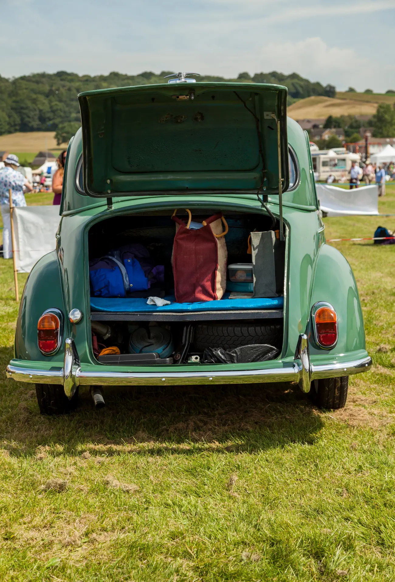 morris minor with boot opened