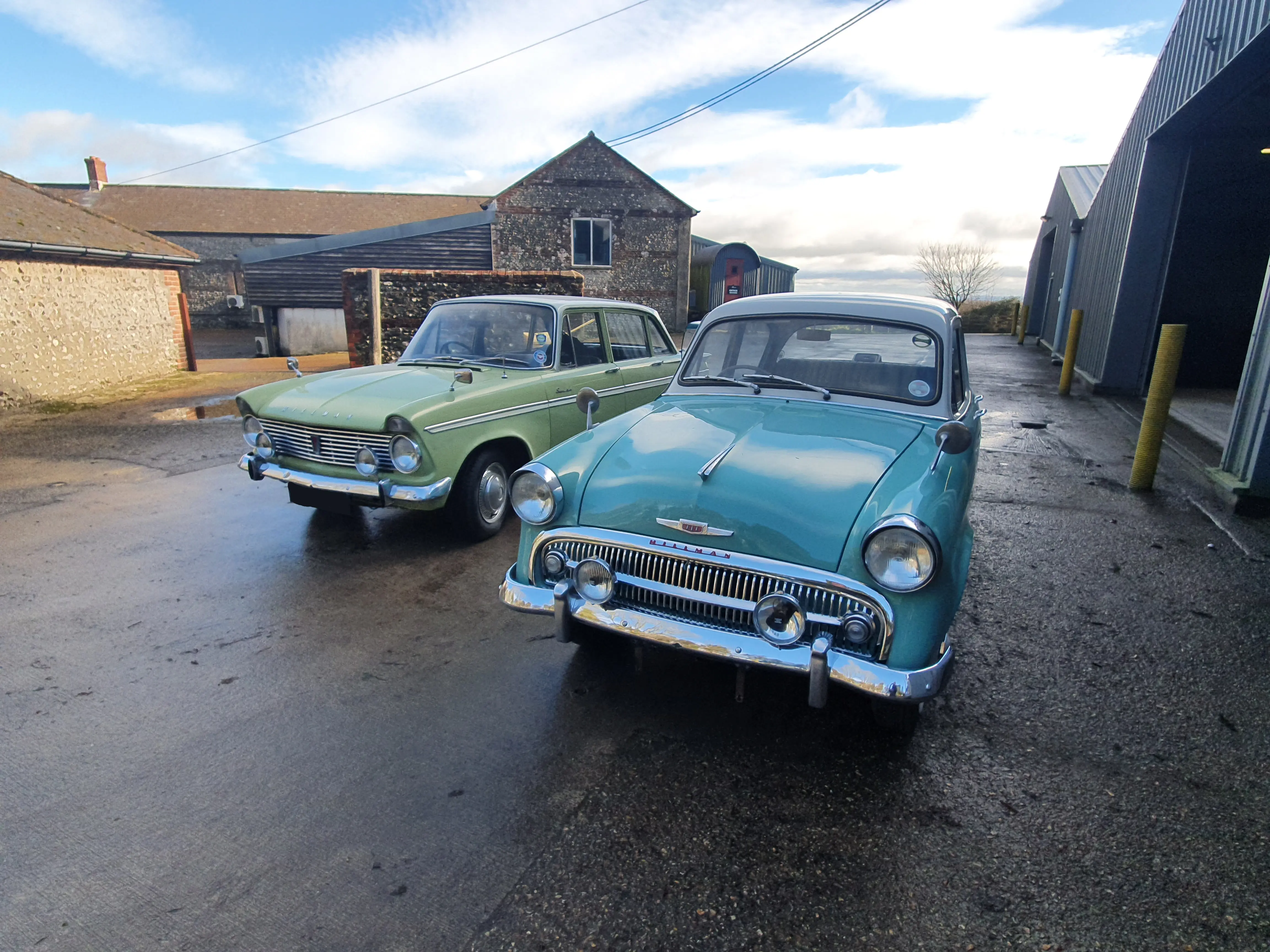 Yellow and blue cars